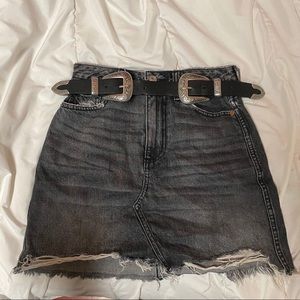 Topshop black double buckle belt with metal detail